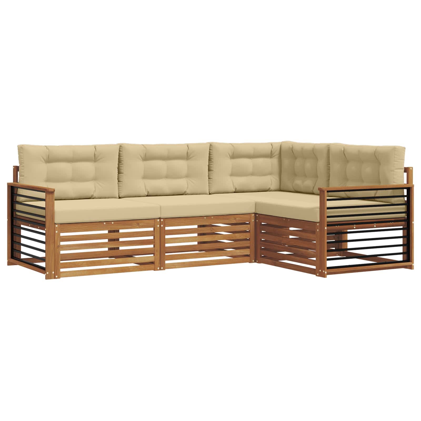 Outdoor-Sofagarnitur mit Kissen 4 pcs Natur und Beige