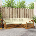 Outdoor-Sofagarnitur mit Kissen 4 pcs Natur und Creme