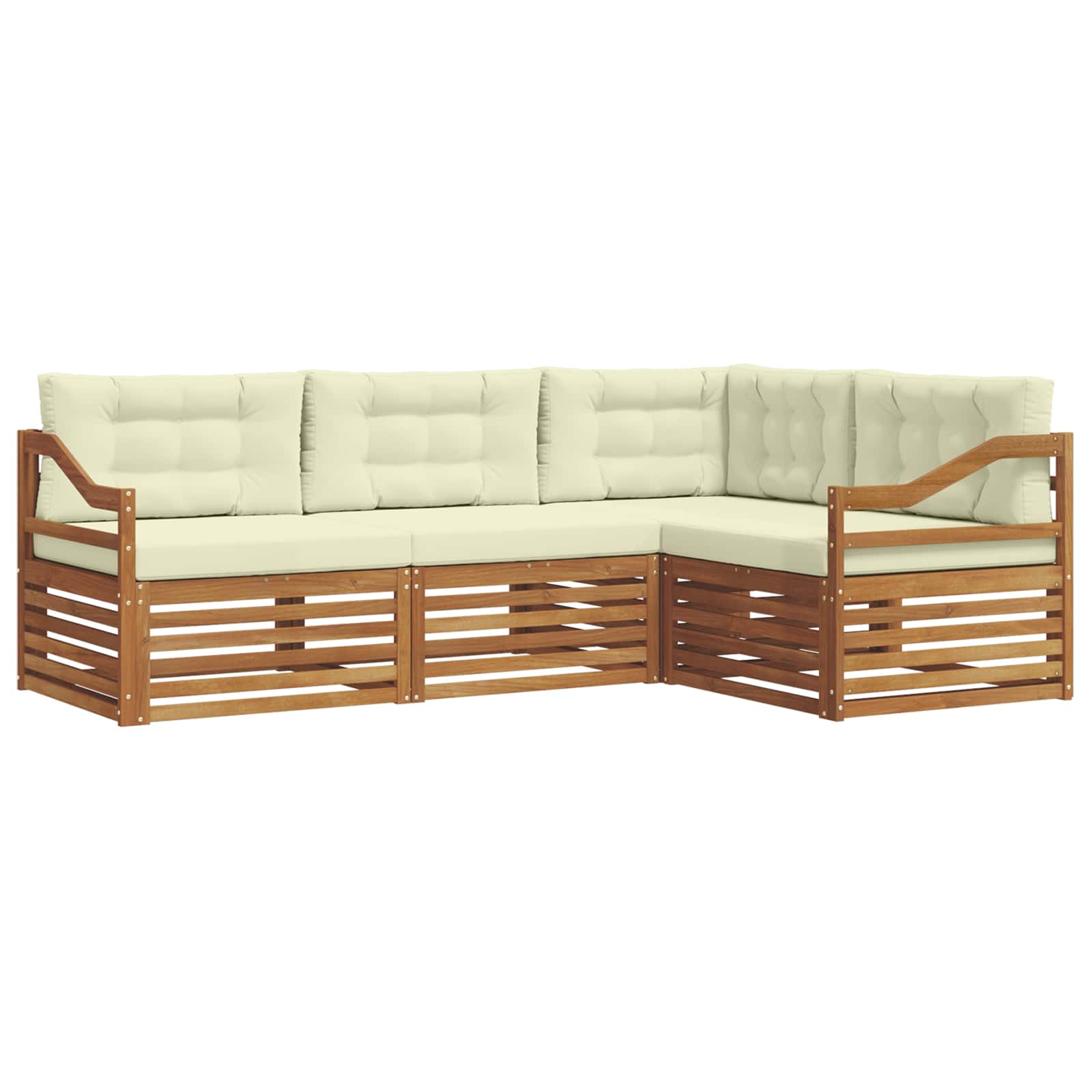 Outdoor-Sofagarnitur mit Kissen 4 pcs Natur und Creme