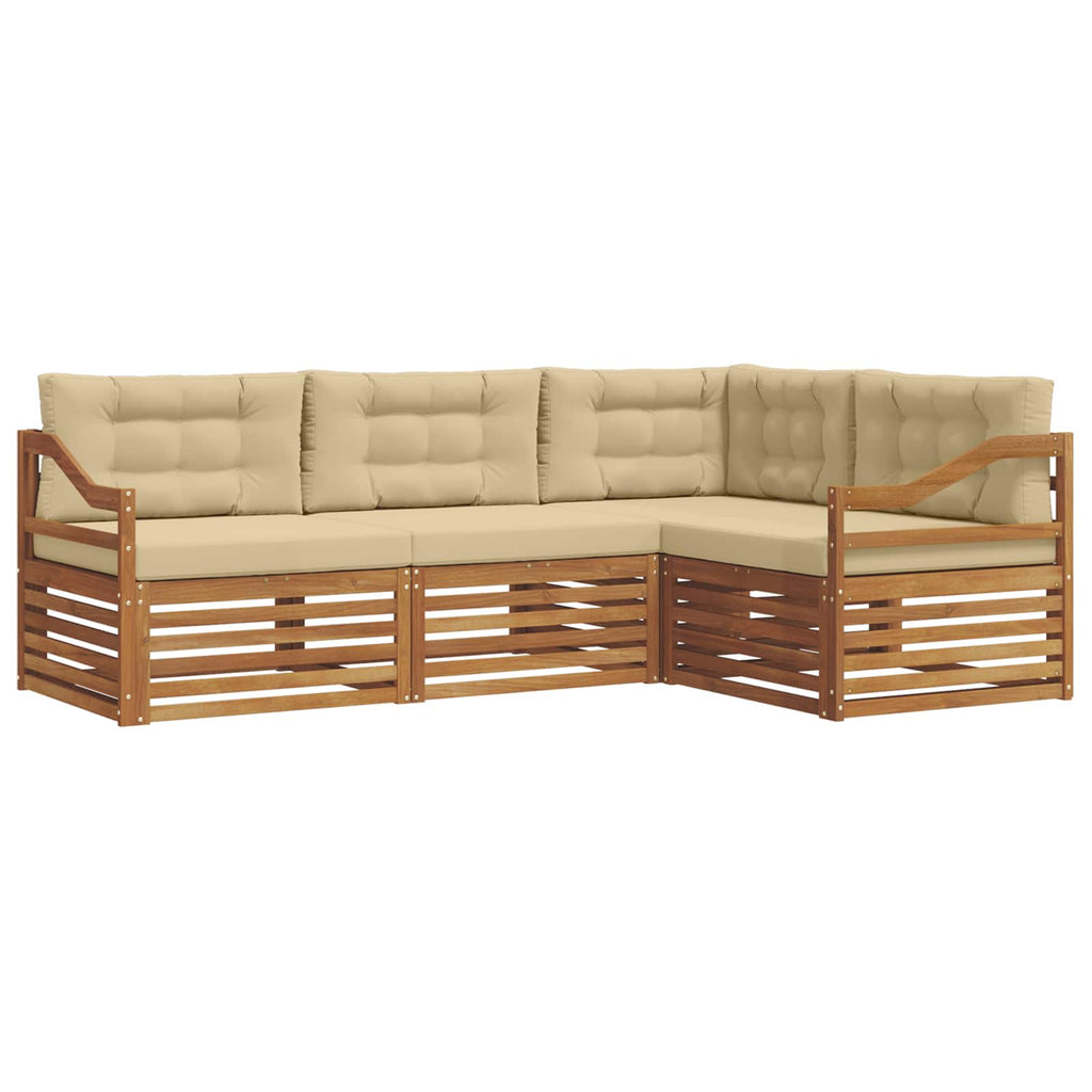 Outdoor-Sofagarnitur mit Kissen 4 pcs Natur und Beige