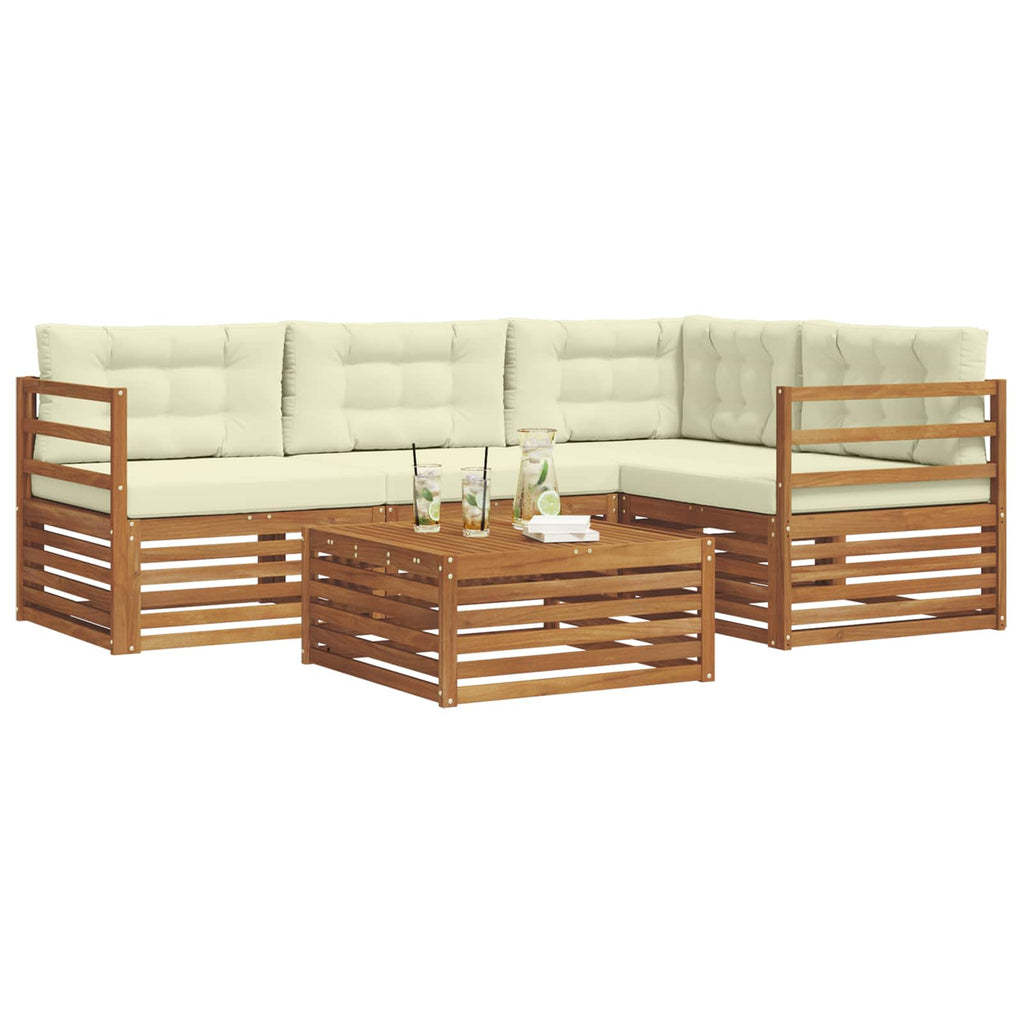 Outdoor-Sofagarnitur mit Kissen 5 pcs Natur und Creme