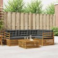 Outdoor-Sofagarnitur mit Kissen 5 pcs Natur und Anthrazit
