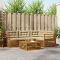 Outdoor-Sofagarnitur mit Kissen 5 pcs Natur und Beige