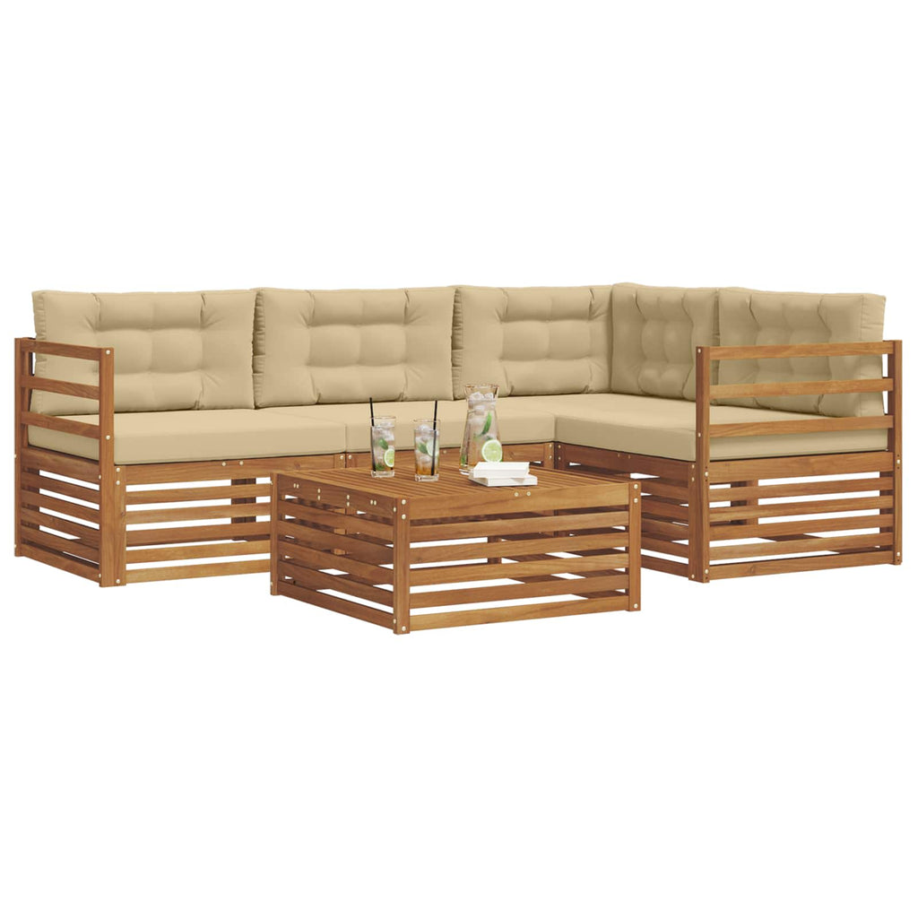Outdoor-Sofagarnitur mit Kissen 5 pcs Natur und Beige