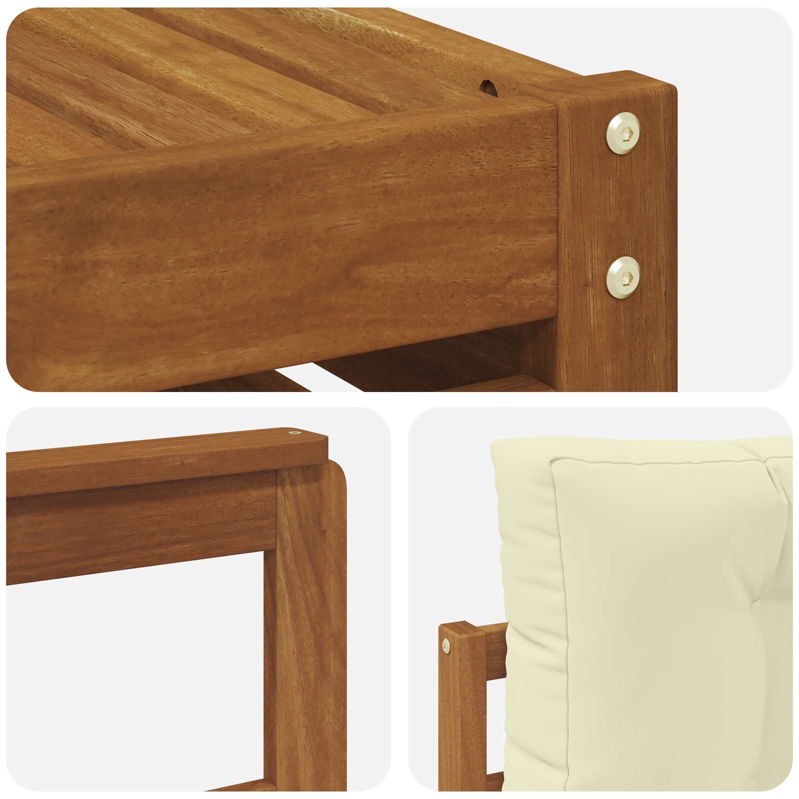Outdoor-Sofagarnitur mit Kissen 5 pcs Natur und Creme
