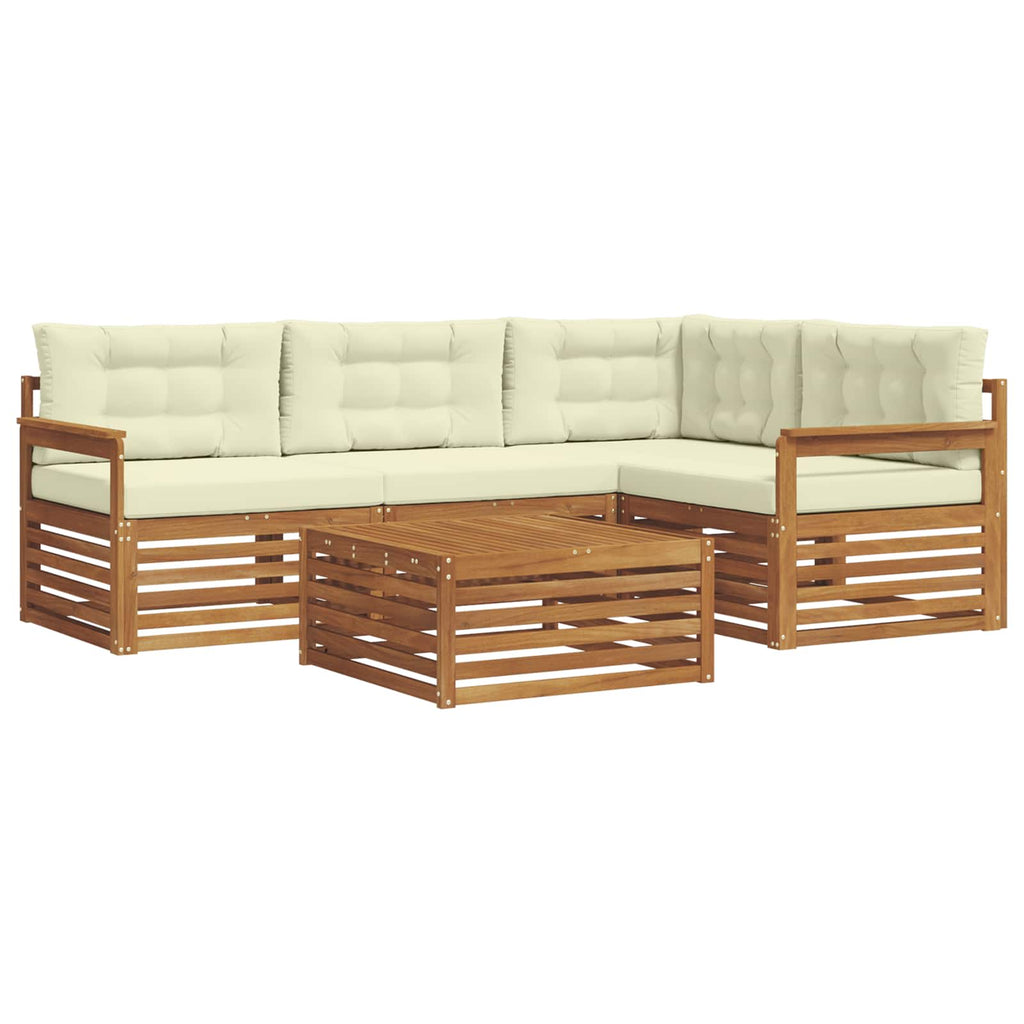 Outdoor-Sofagarnitur mit Kissen 5 pcs Natur und Creme