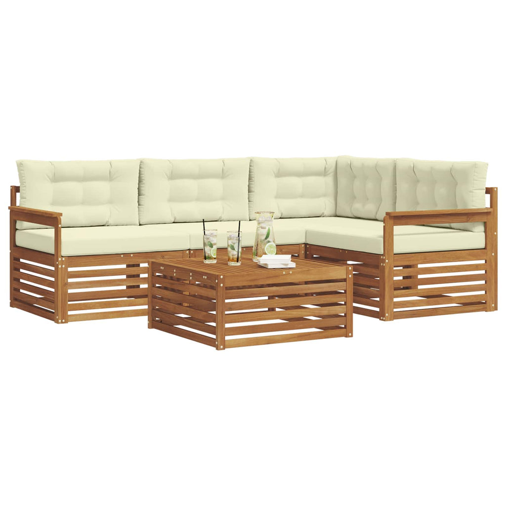 Outdoor-Sofagarnitur mit Kissen 5 pcs Natur und Creme