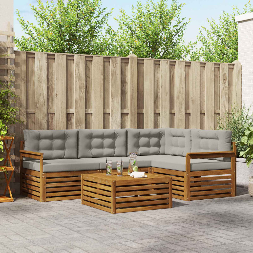 Outdoor-Sofagarnitur mit Kissen 5 pcs Natürlich und Hellgrau