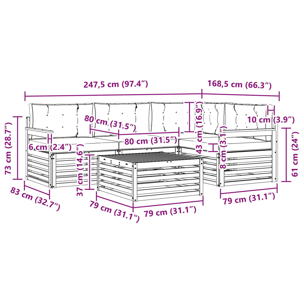 Outdoor-Sofagarnitur mit Kissen 5 pcs Natürlich und Hellgrau