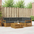 Outdoor-Sofagarnitur mit Kissen 5 pcs Natur und Anthrazit