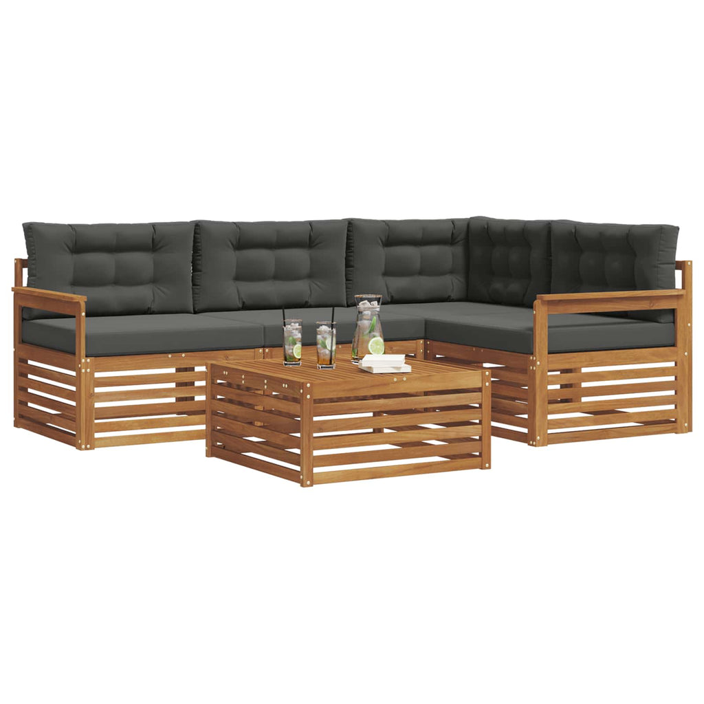 Outdoor-Sofagarnitur mit Kissen 5 pcs Natur und Anthrazit