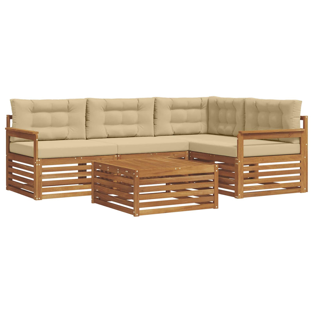Outdoor-Sofagarnitur mit Kissen 5 pcs Natur und Beige