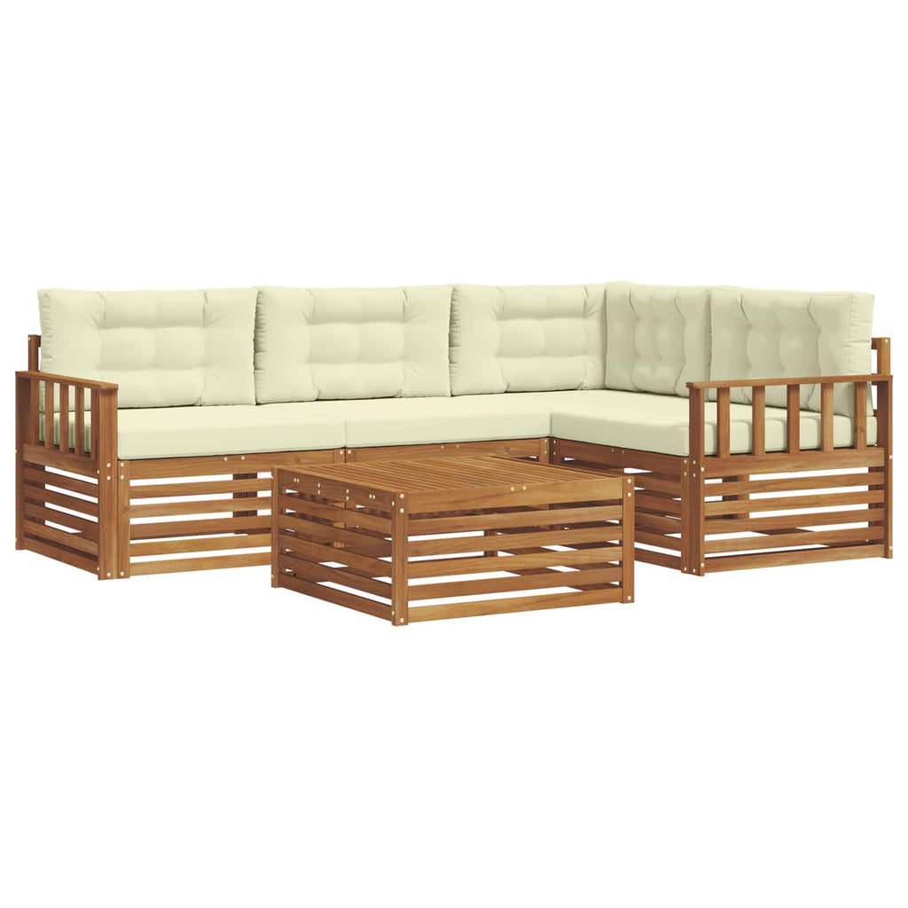 Outdoor-Sofagarnitur mit Kissen 5 pcs Natur und Creme