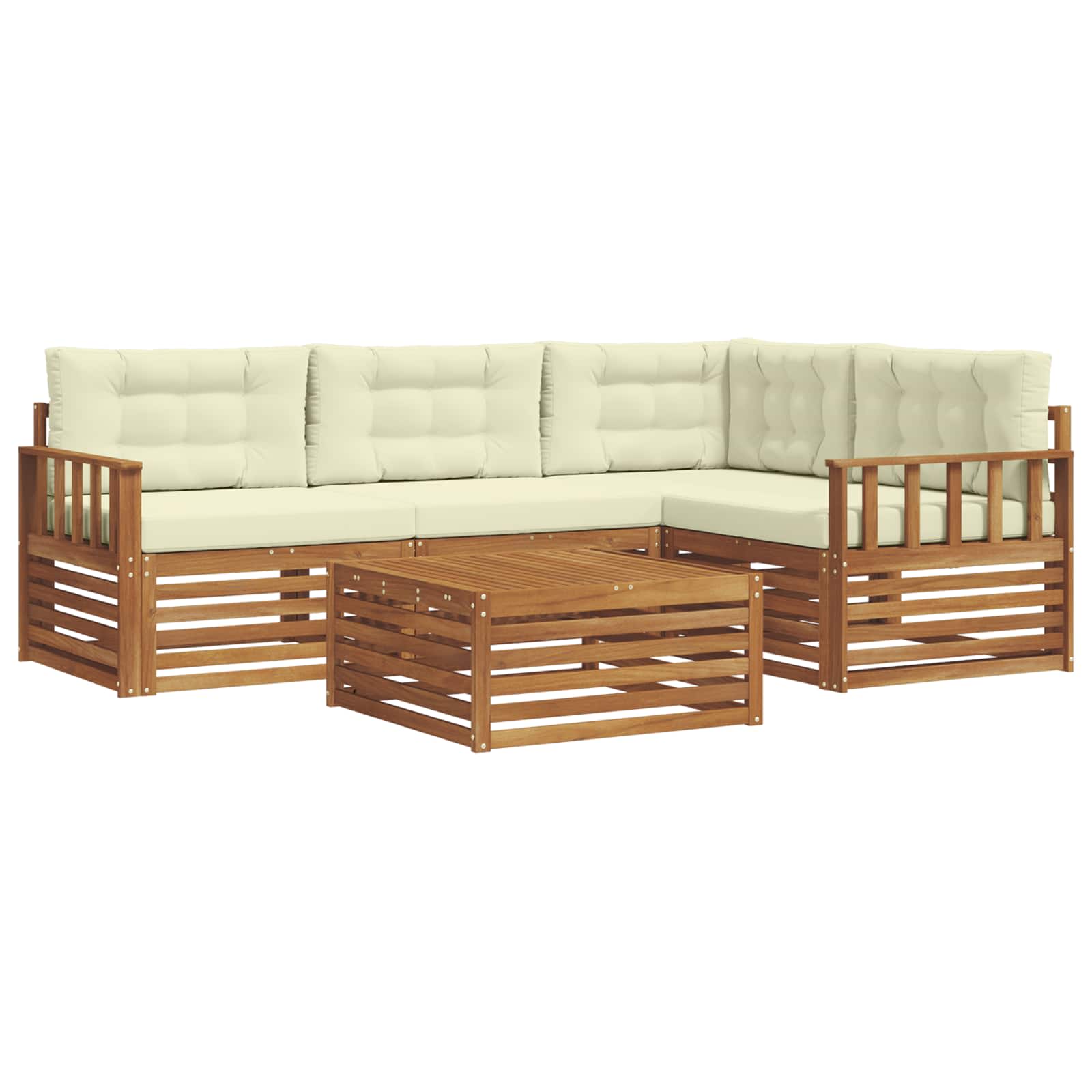 Outdoor-Sofagarnitur mit Kissen 5 pcs Natur und Creme