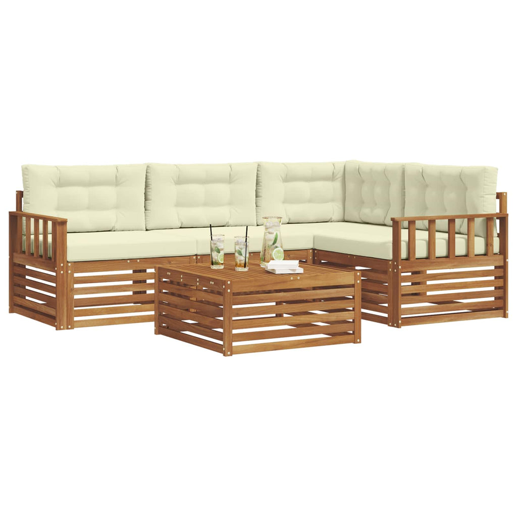 Outdoor-Sofagarnitur mit Kissen 5 pcs Natur und Creme