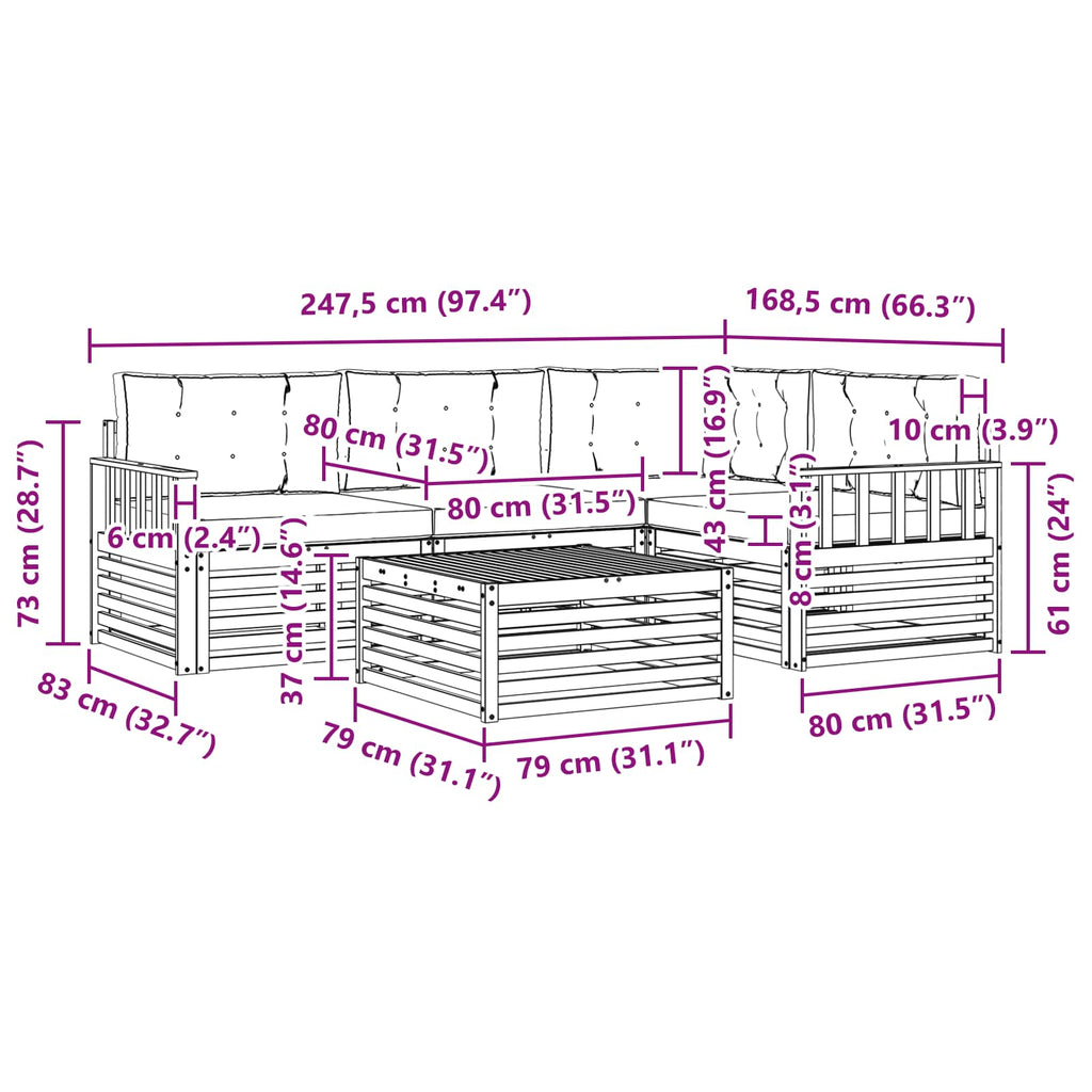 Outdoor-Sofagarnitur mit Kissen 5 pcs Natur und Creme