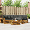 Outdoor-Sofagarnitur mit Kissen 5 pcs Natur und Anthrazit