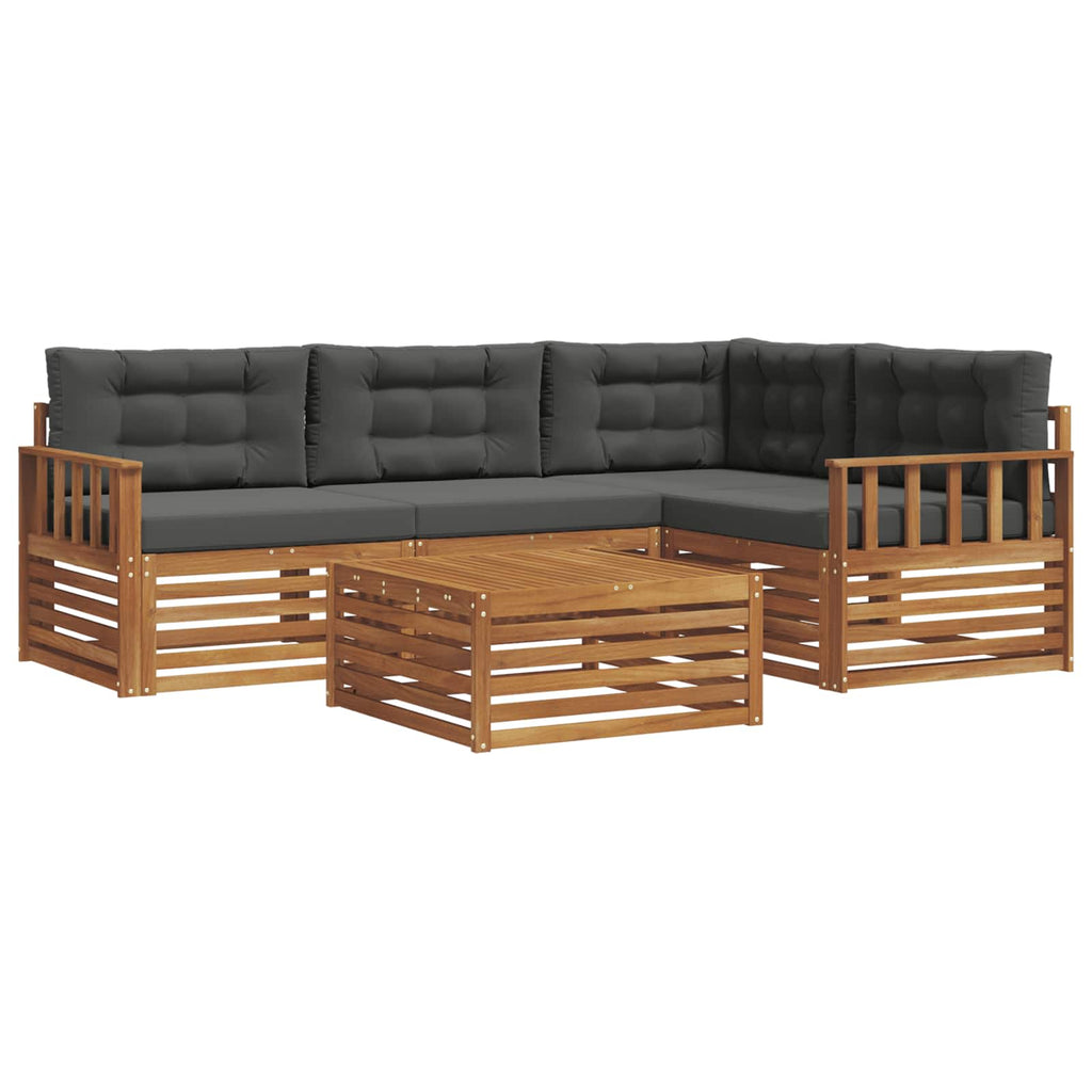 Outdoor-Sofagarnitur mit Kissen 5 pcs Natur und Anthrazit