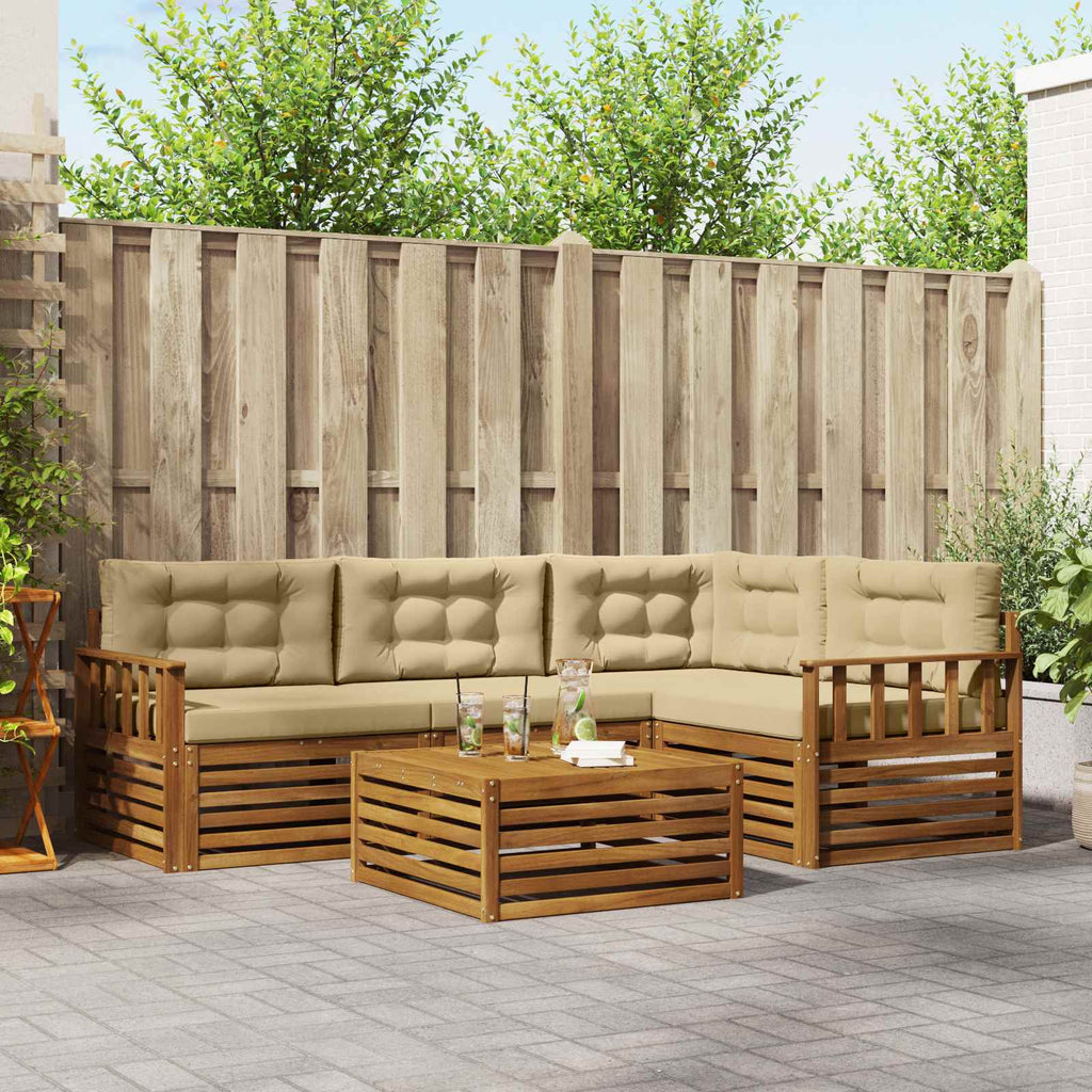 Outdoor-Sofagarnitur mit Kissen 5 pcs Natur und Beige