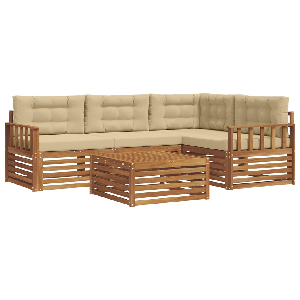 Outdoor-Sofagarnitur mit Kissen 5 pcs Natur und Beige