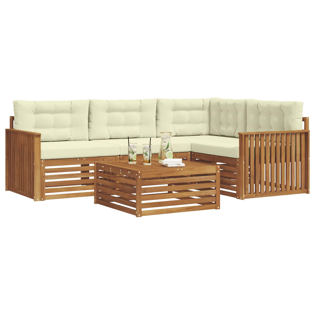 Outdoor-Sofagarnitur mit Kissen 5 pcs Natur und Creme