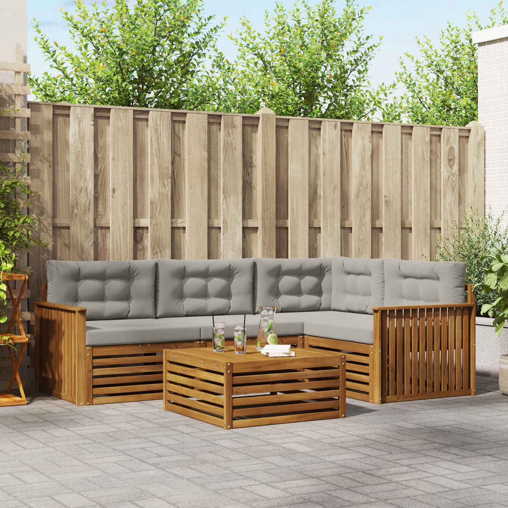 Outdoor-Sofagarnitur mit Kissen 5 pcs Natürlich und Hellgrau