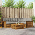 Outdoor-Sofagarnitur mit Kissen 5 pcs Natürlich und Hellgrau