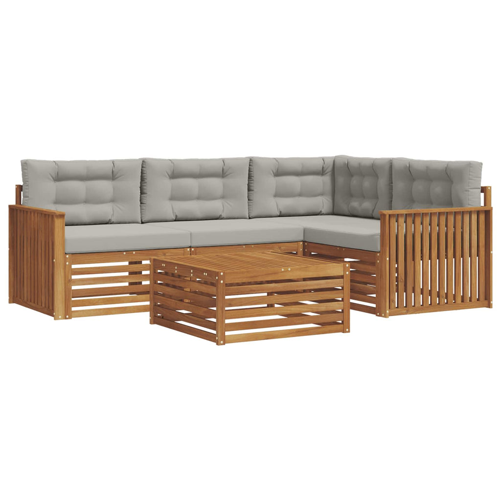 Outdoor-Sofagarnitur mit Kissen 5 pcs Natürlich und Hellgrau