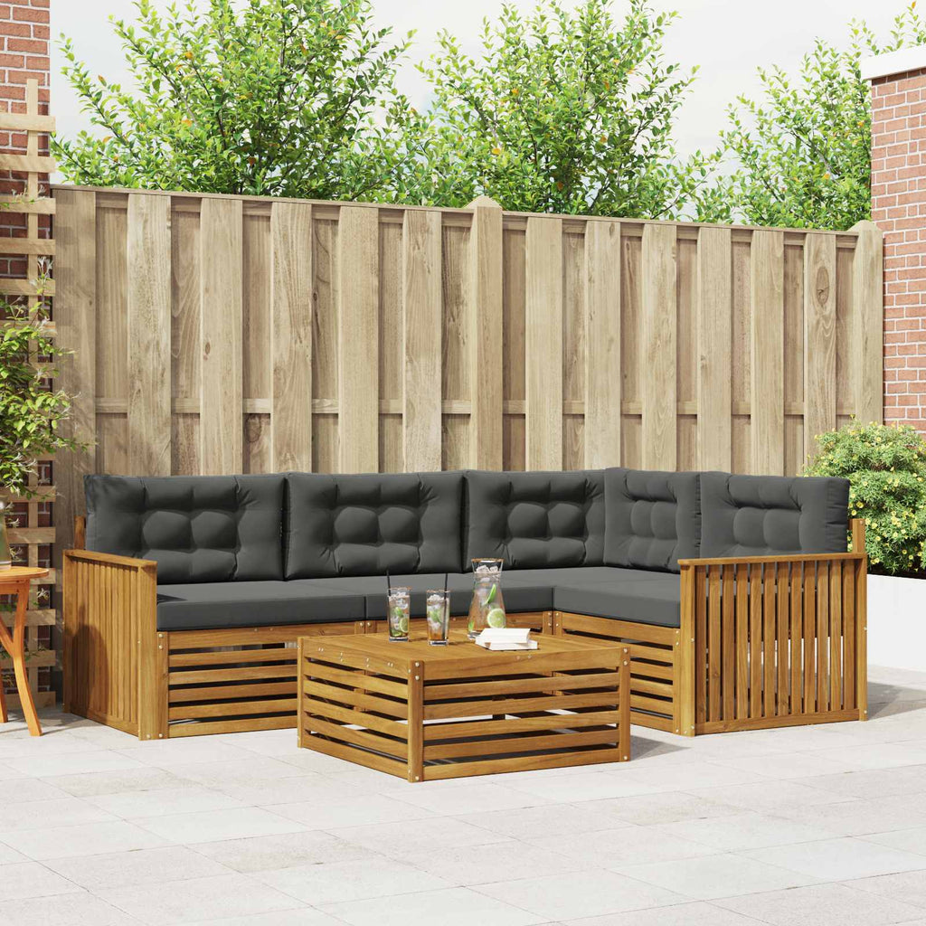 Outdoor-Sofagarnitur mit Kissen 5 pcs Natur und Anthrazit