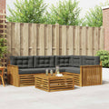 Outdoor-Sofagarnitur mit Kissen 5 pcs Natur und Anthrazit