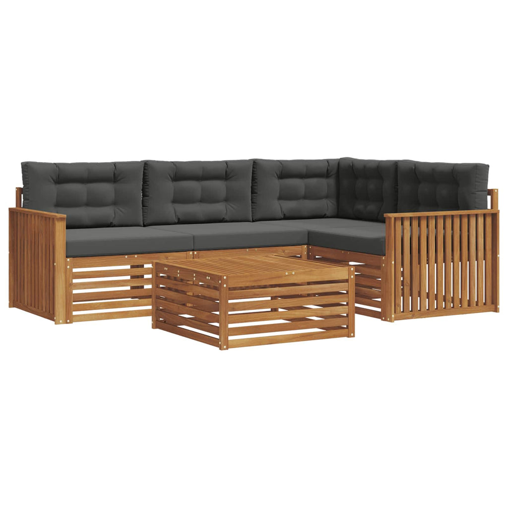 Outdoor-Sofagarnitur mit Kissen 5 pcs Natur und Anthrazit