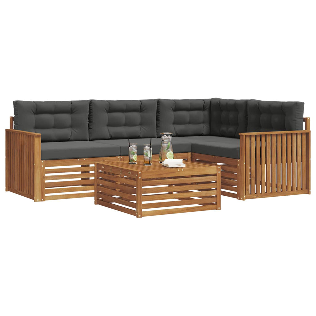Outdoor-Sofagarnitur mit Kissen 5 pcs Natur und Anthrazit
