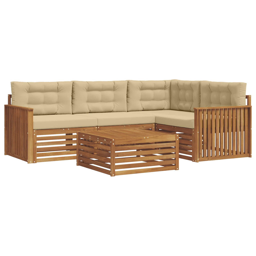 Outdoor-Sofagarnitur mit Kissen 5 pcs Natur und Beige