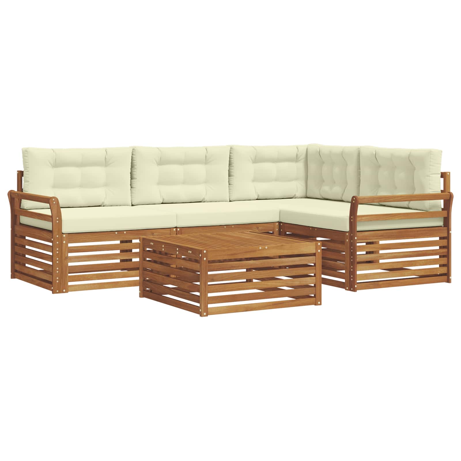 Outdoor-Sofagarnitur mit Kissen 5 pcs Natur und Creme