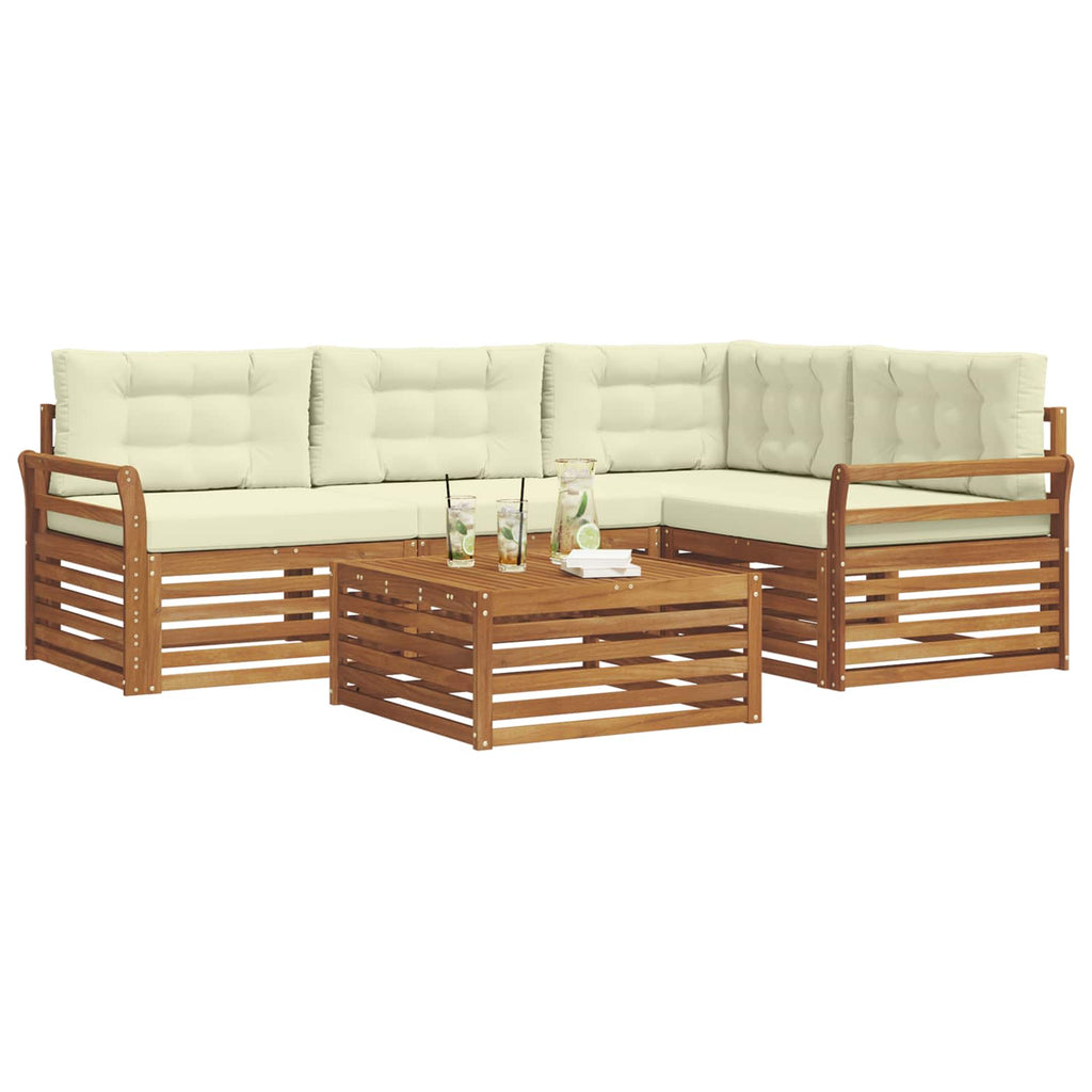 Outdoor-Sofagarnitur mit Kissen 5 pcs Natur und Creme
