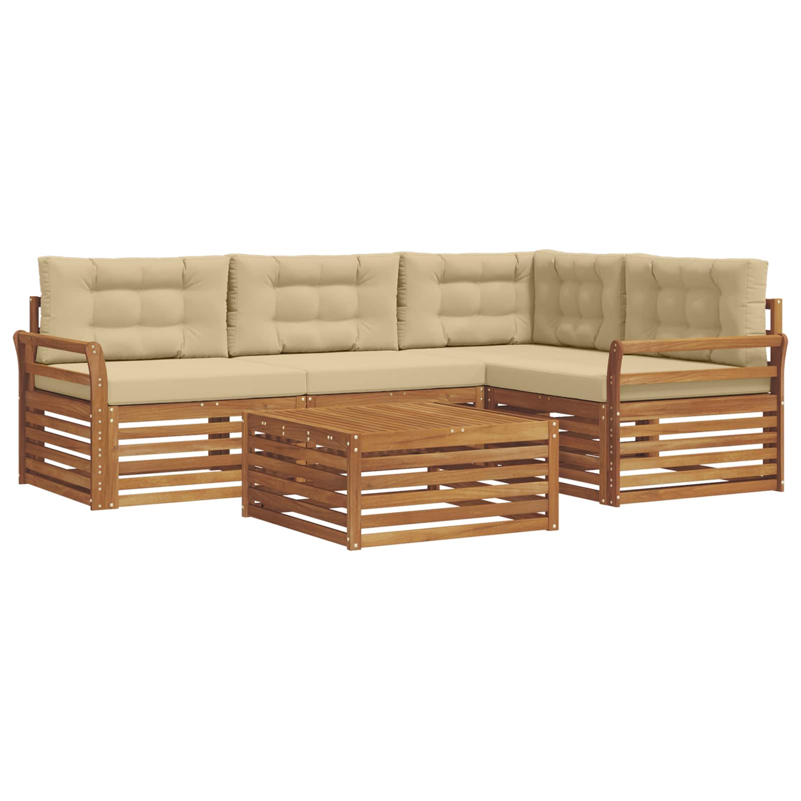 Outdoor-Sofagarnitur mit Kissen 5 pcs Natur und Beige