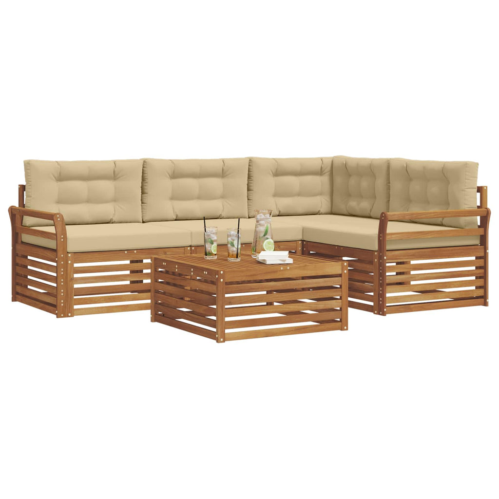 Outdoor-Sofagarnitur mit Kissen 5 pcs Natur und Beige