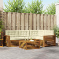 Outdoor-Sofagarnitur mit Kissen 5 pcs Natur und Creme