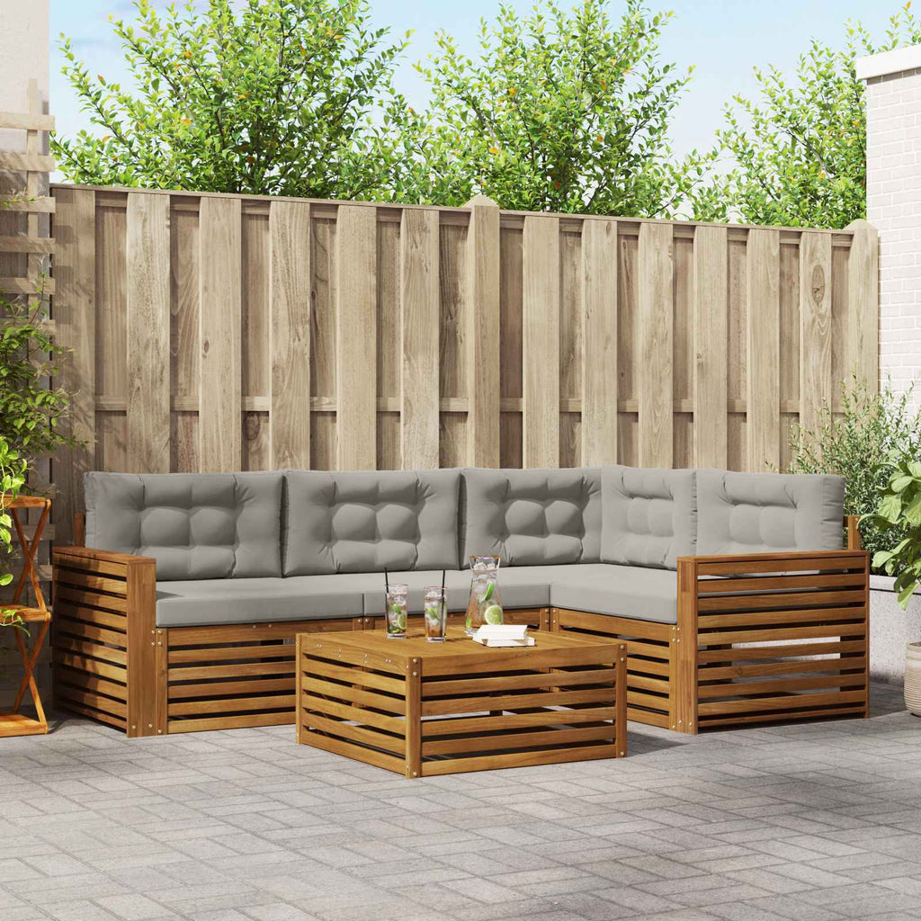 Outdoor-Sofagarnitur mit Kissen 5 pcs Natürlich und Hellgrau
