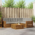 Outdoor-Sofagarnitur mit Kissen 5 pcs Natürlich und Hellgrau
