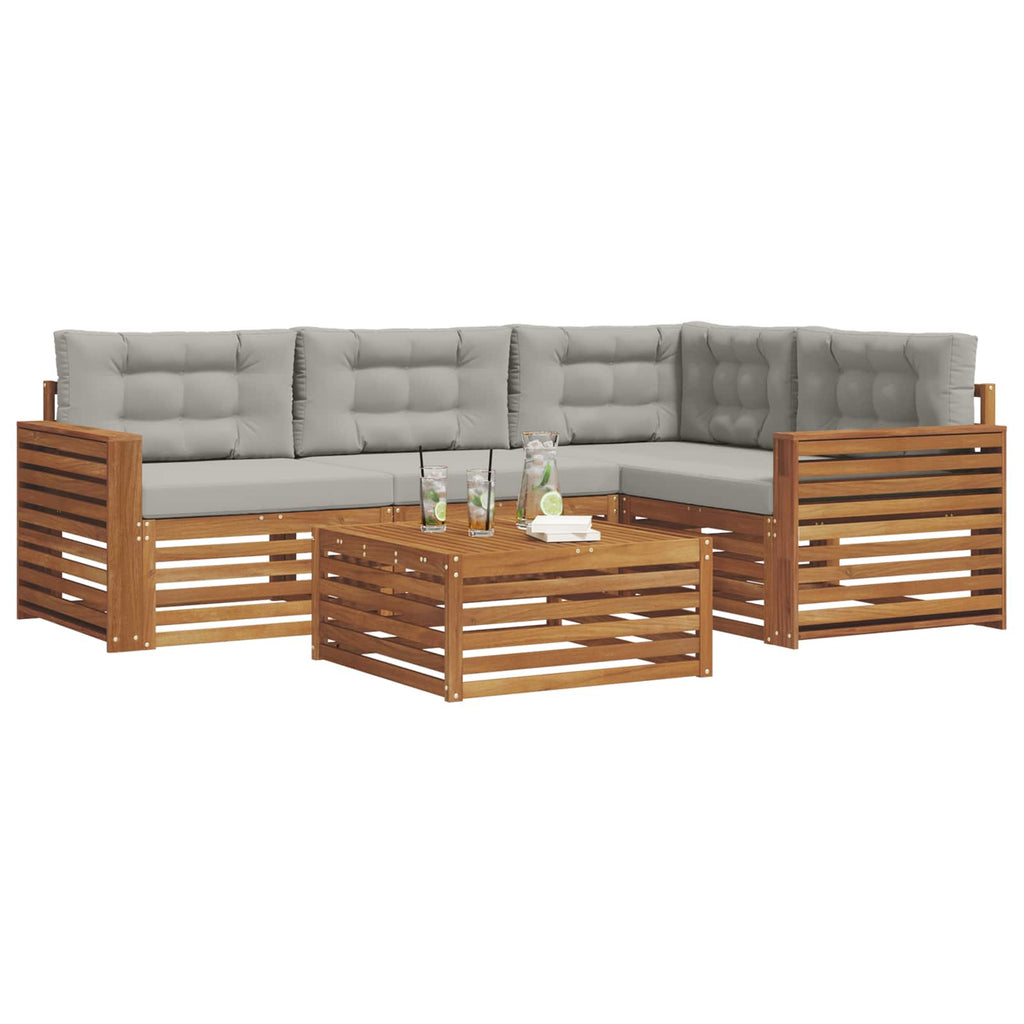 Outdoor-Sofagarnitur mit Kissen 5 pcs Natürlich und Hellgrau