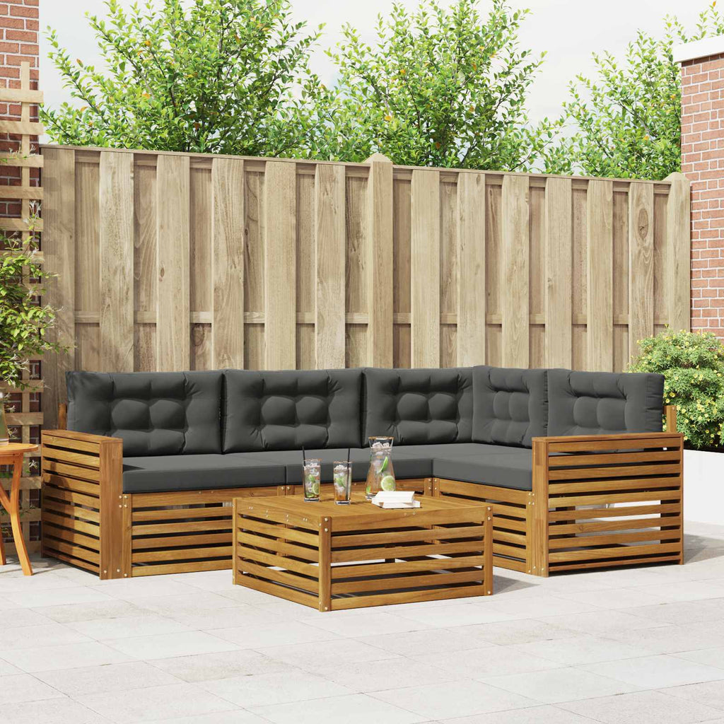 Outdoor-Sofagarnitur mit Kissen 5 pcs Natur und Anthrazit