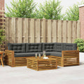 Outdoor-Sofagarnitur mit Kissen 5 pcs Natur und Anthrazit