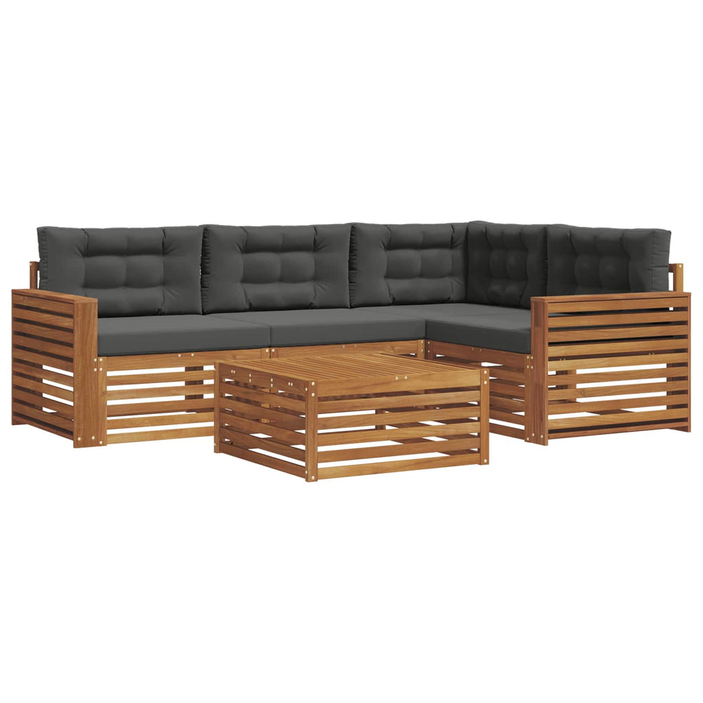 Outdoor-Sofagarnitur mit Kissen 5 pcs Natur und Anthrazit