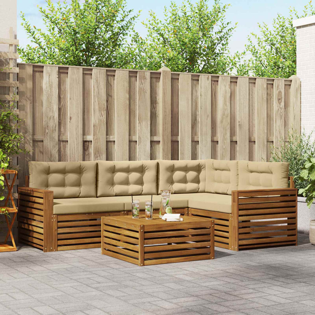 Outdoor-Sofagarnitur mit Kissen 5 pcs Natur und Beige