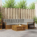Outdoor-Sofagarnitur mit Kissen 5 pcs Natürlich und Hellgrau