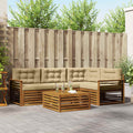Outdoor-Sofagarnitur mit Kissen 5 pcs Natur und Beige