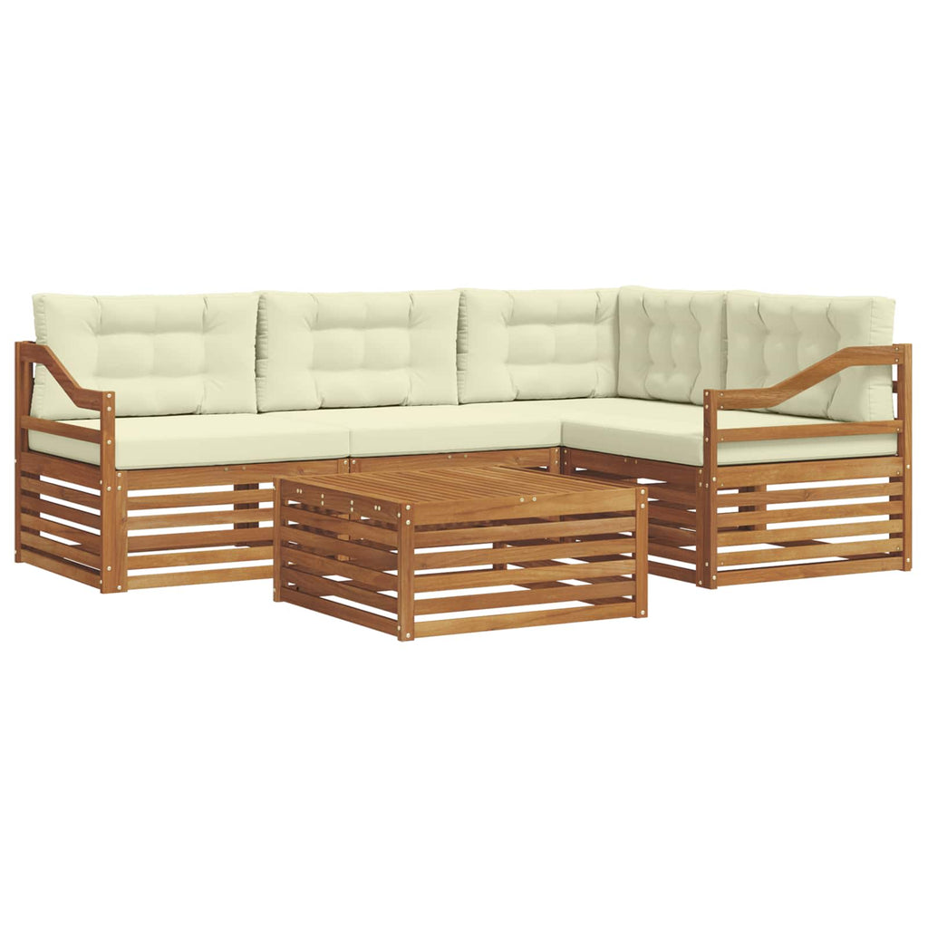 Outdoor-Sofagarnitur mit Kissen 5 pcs Natur und Creme