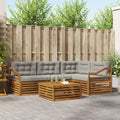 Outdoor-Sofagarnitur mit Kissen 5 pcs Natürlich und Hellgrau