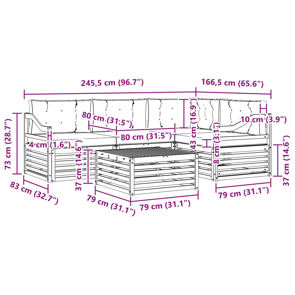 Outdoor-Sofagarnitur mit Kissen 5 pcs Natürlich und Hellgrau